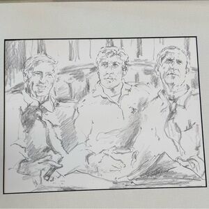Drawing of Three USC FB Coaches Jones, McKay & Carol by Ron Pekar